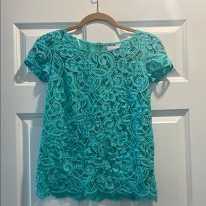 Lilly Pulitzer Turquoise Lace Blouse